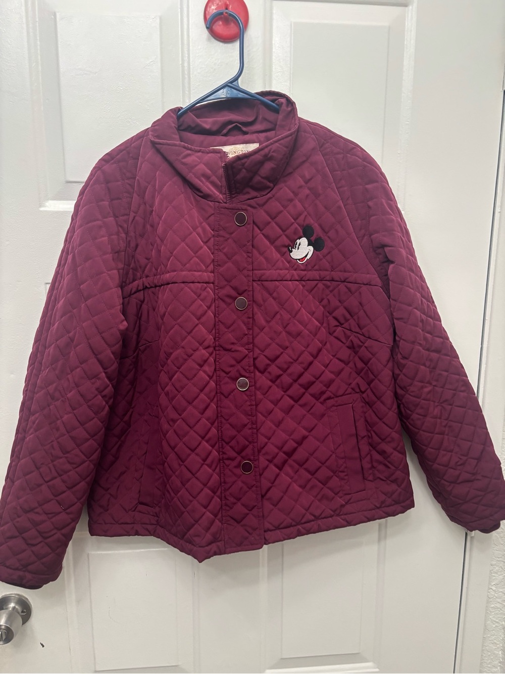 Covington Quilted Maroon Puffer Jacket with Mickey Embroidery